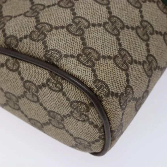 GUCCI GG Supreme Web Sherry Line Clutch Bag PVC Beige Gold 010 378 Auth BA4656 - Picture 9 of 16